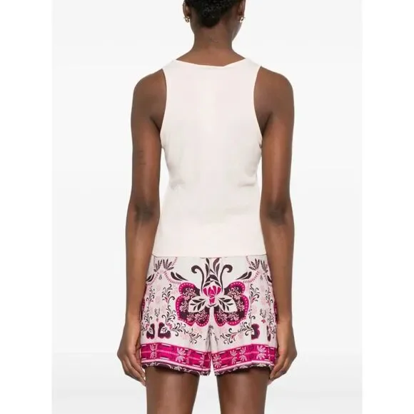 Twin Set Women Ribbed Tank Top With `Infinity` Logo